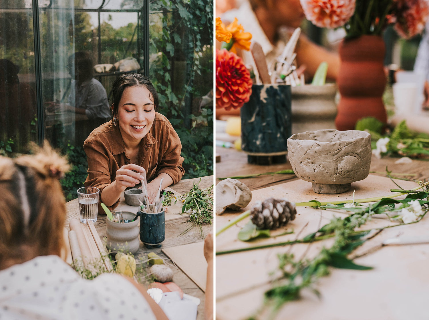 Summer Clay Date - pottery in the garden